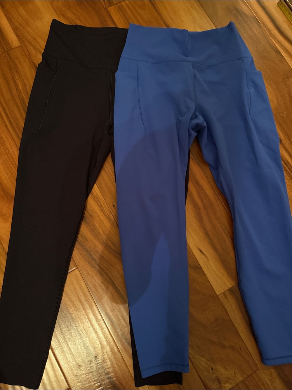 Spyder Black & Blue High-Waist Leggings - 2-Pair